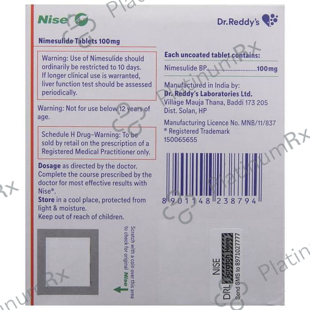 Nise 100mg Tablet 15s
