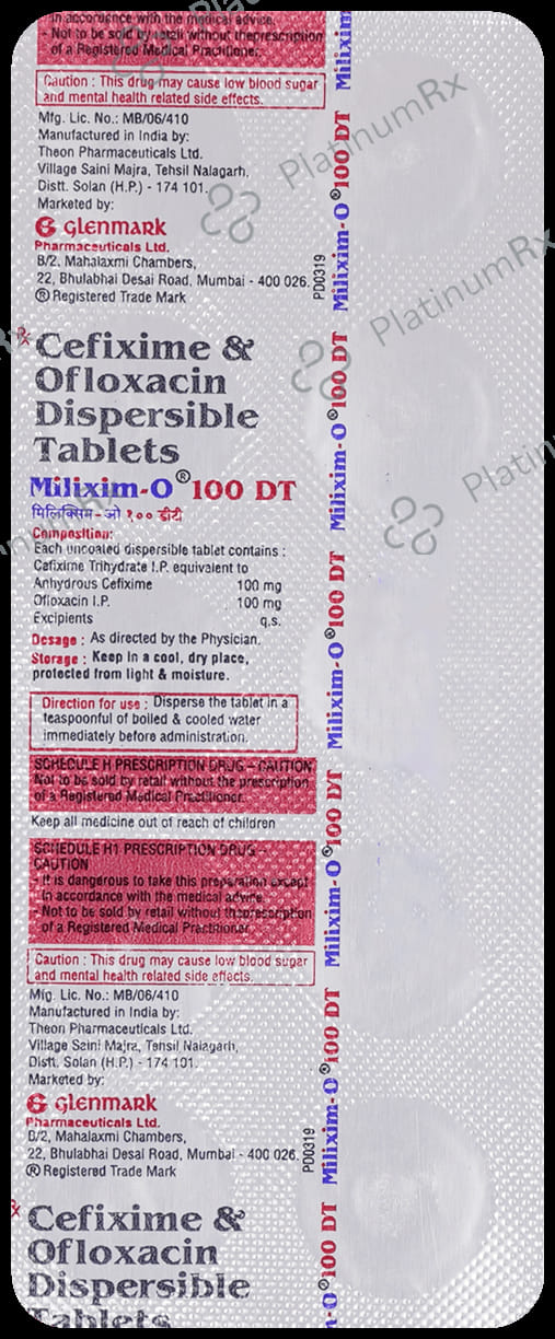 Milixim O 100/100mg Tablet DT 10s