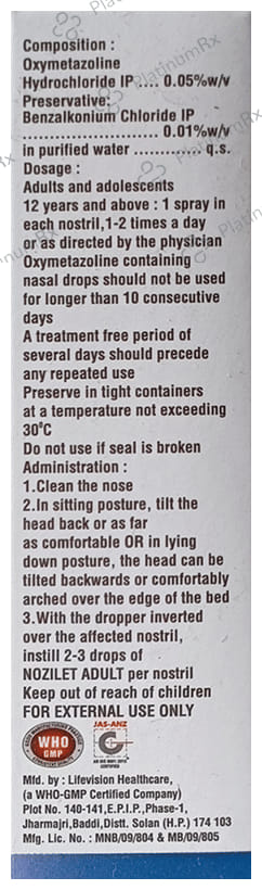 Nozilet Adult Nasal Solution 10ml