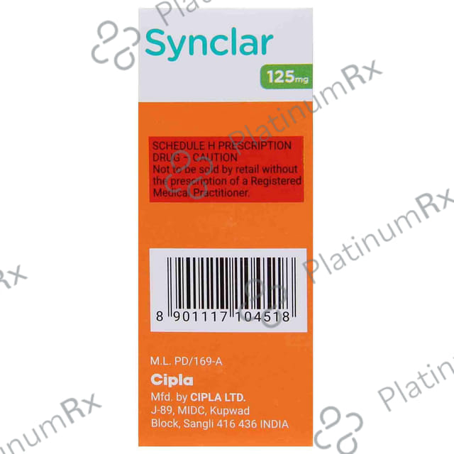 Synclar 125mg Banana Flavour Dry Syrup 30ml