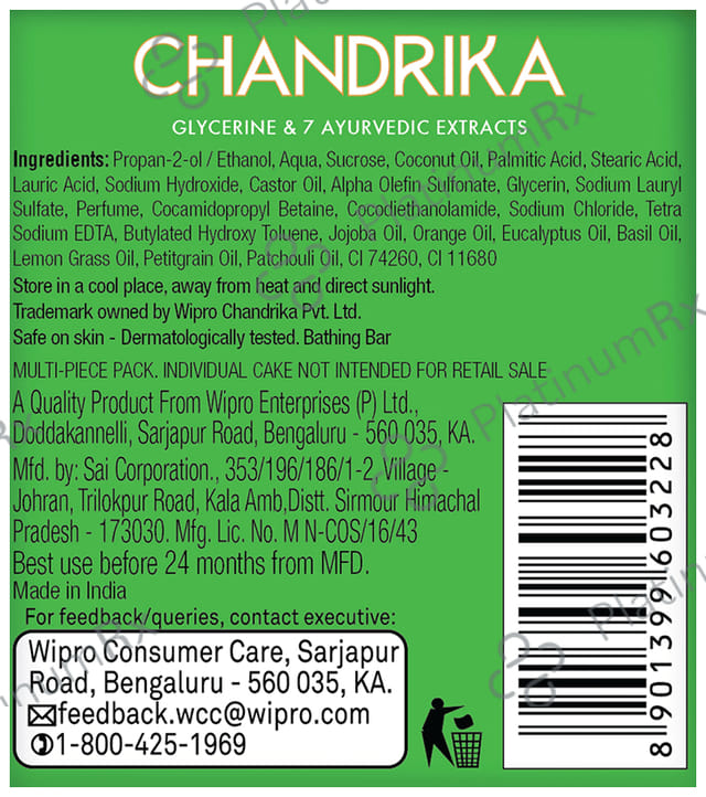 Chandrika Glycerine & 7 Ayurvedic Extracts Soap (125gm Each)