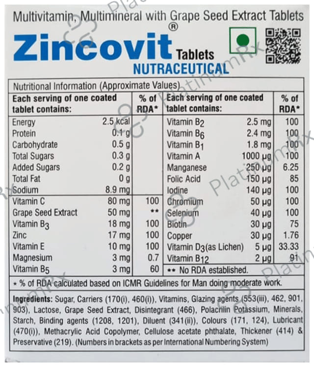 Zincovit Multivitamins Zinc Tablet 15s