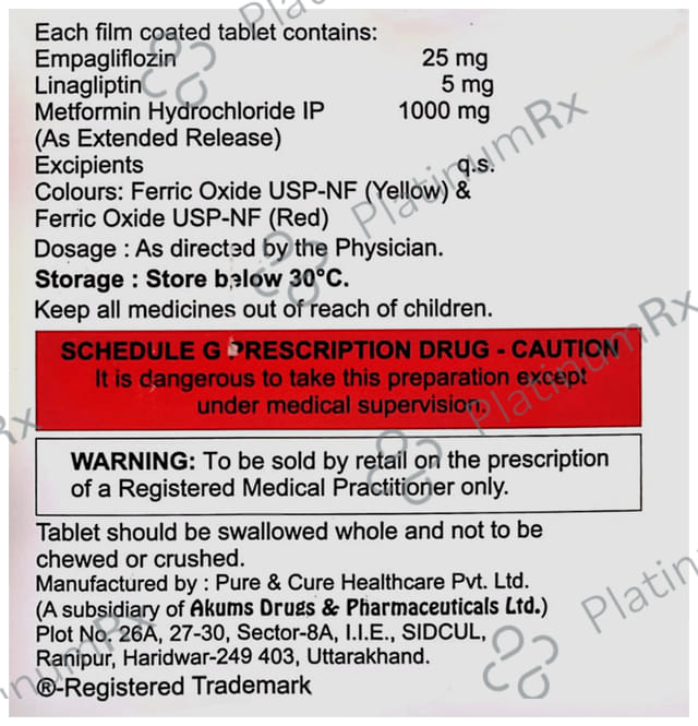 Empaone Lm Er 25/5/1000mg Tablet 10s