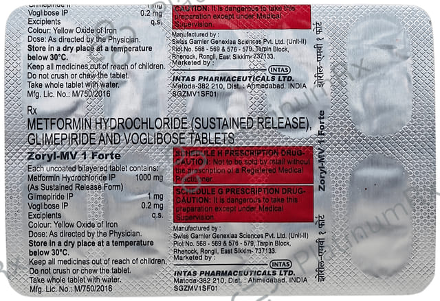 Zoryl MV Forte 1/1000/0.2mg Tablet 10s