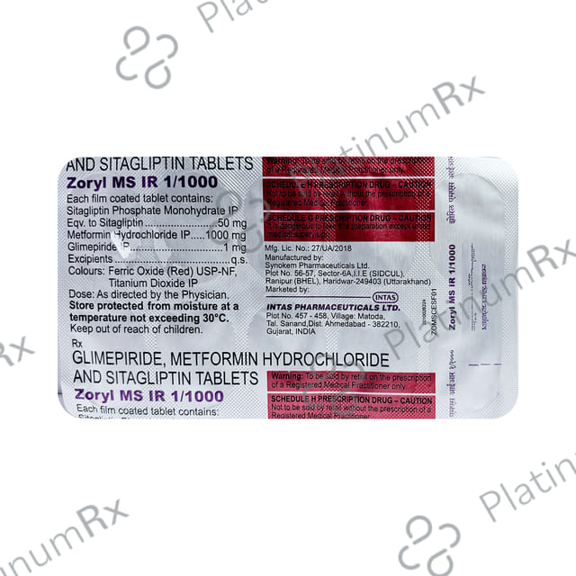 Zoryl Ms Ir 1/1000mg Tablet 10s