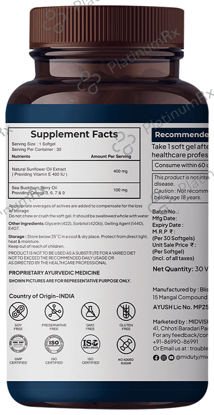 Miduty Pure & Natural Vitamin E Softgels
