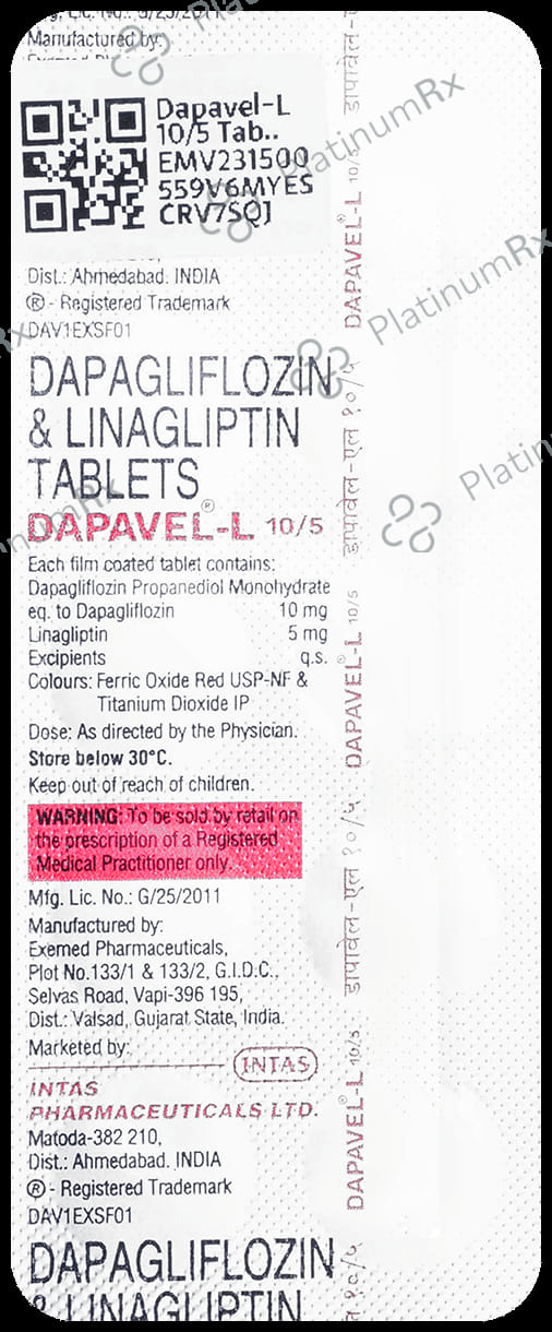 Dapavel L 10/5mg Tablet 10s