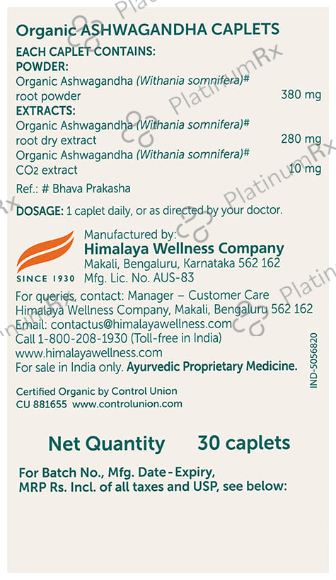 Himalaya Organic Ashwagandha (Stress Release) 30s