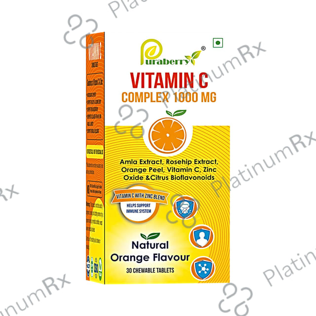 Puraberry Vitamin C Complex 1000mg Chewable Tablet Natural Orange