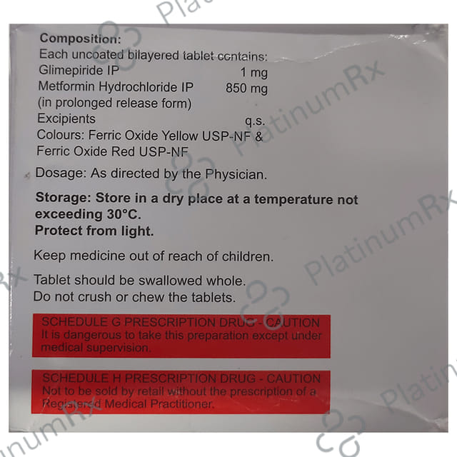 Glimisave M 1/850mg Tablet PR 15s
