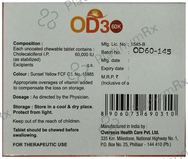 OD3 60K Chewable Tablet Sugar Free 4s