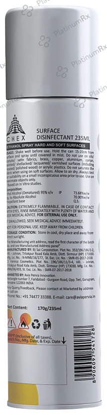 Chex Ethyl Alcohol Disinfectant Spray (235ml Each) 1 Bottle