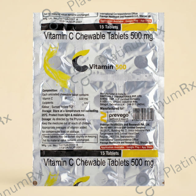 Vitamin C 500mg Orange Flavour Chewable Tablet 15s