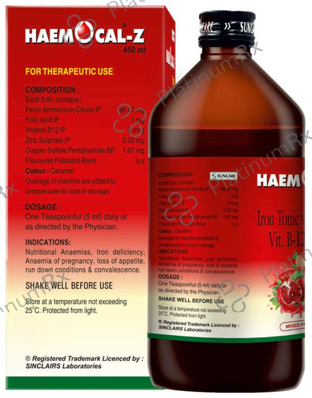 Haemocal Z Syrup Mixed Fruit 450ml
