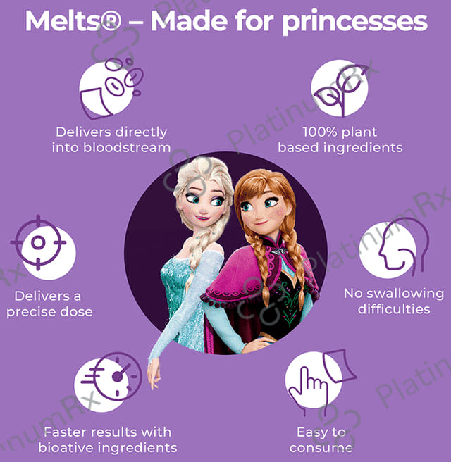 Wellbeing Nutrition Disney Frozen Melts Multi Vitamins - Oral Thin Strip for Brain, Immunity & Growth - Flavour Tropical Berry