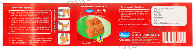 Leeford Crepe Cotton Crepe Bandage B.P. 88 6cm x 4m