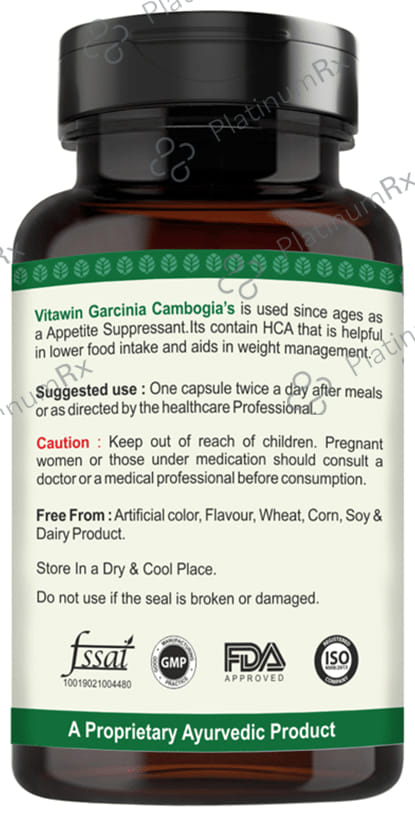 Vitawin Garcinia Cambogia 500mg Vegetarian Capsule