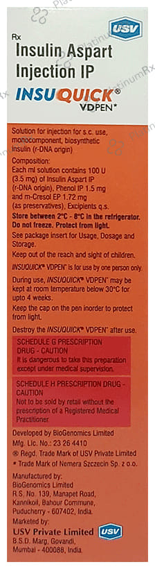 InsuQuick VDPen 100 IU/ml Injection 3ml