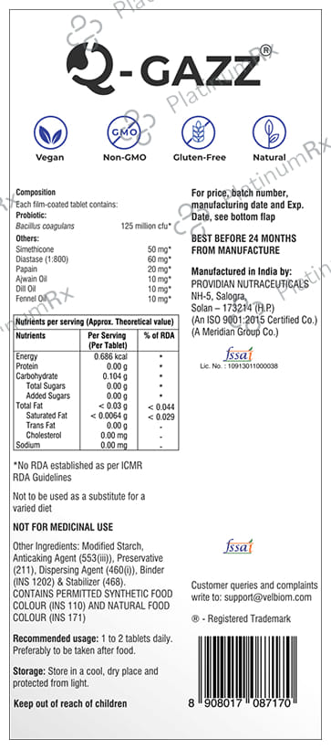 Velbiom Q Gazz Probiotic Tablet 30s