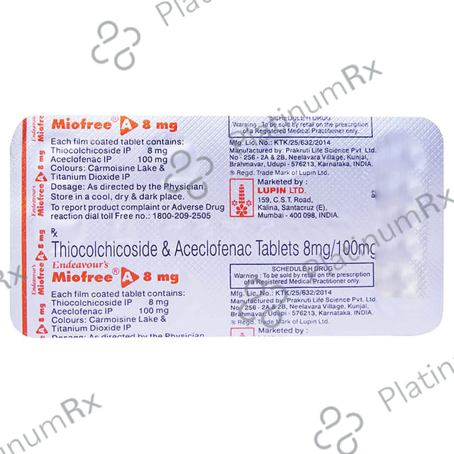 Miofree A 100/8mg Tablet 10s