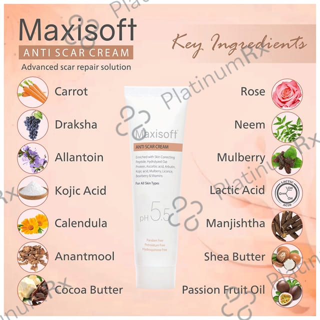 Maxisoft PH 5.5 Anti Scar Cream (25gm Each) 2 Tubes