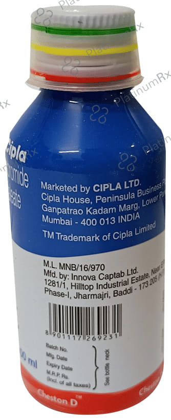 Cheston D Sugar Free 2/10mg Syrup 100ml