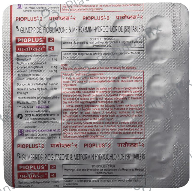 Pioplus 2 2/500/15mg Tablet SR 15s