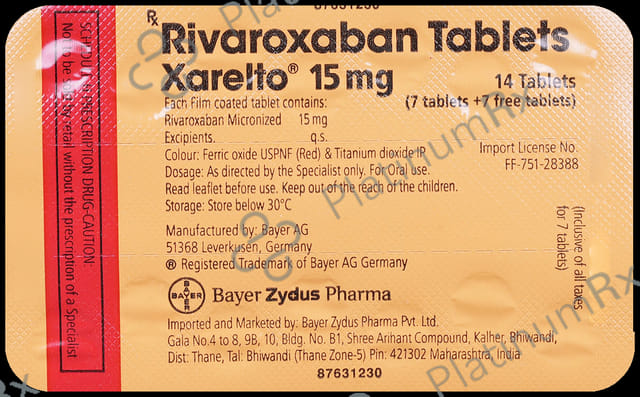Xarelto 15mg Tablet 14s