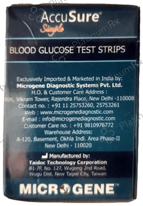 AccuSure Simple Blood Glucose Test Strip (Only Strip) 25 Test