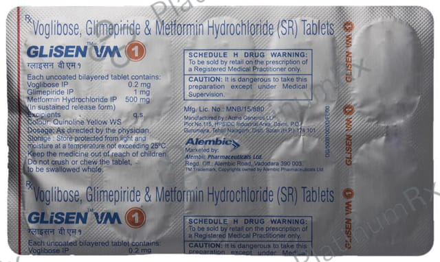 Glisen VM 1/500/0.2mg Tablet SR 10s