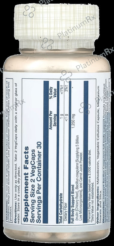 Solaray Bacillus Coagulans 5 Billion CFU Vegcaps