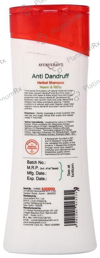 Baidyanath (Jhansi) Ayurvedant Herbal Anti Dandruff Shampoo