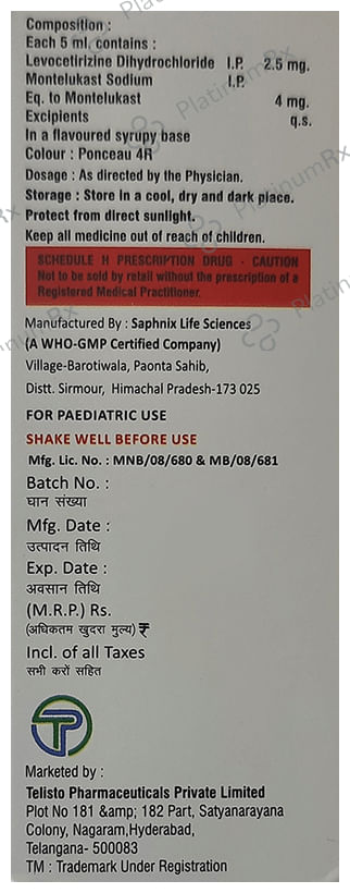 D Kalt M 2.5/4mg Syrup Strawberry 60ml