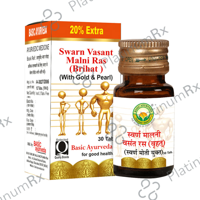 Basic Ayurveda Swarn Malni Vasant Ras with Gold & Pearl Tablet