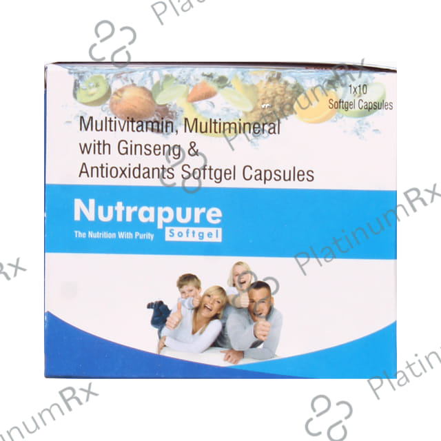 Nutrapure Multivitamin, Multimineral with Ginseng & Antioxidants Softgel Capsule (10 Each) 1 Strip