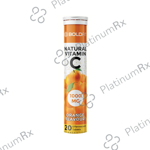 Boldfit Natural Vitamin C 1000mg Effervescent Tablet (20 Each) Orange 1 Bottle