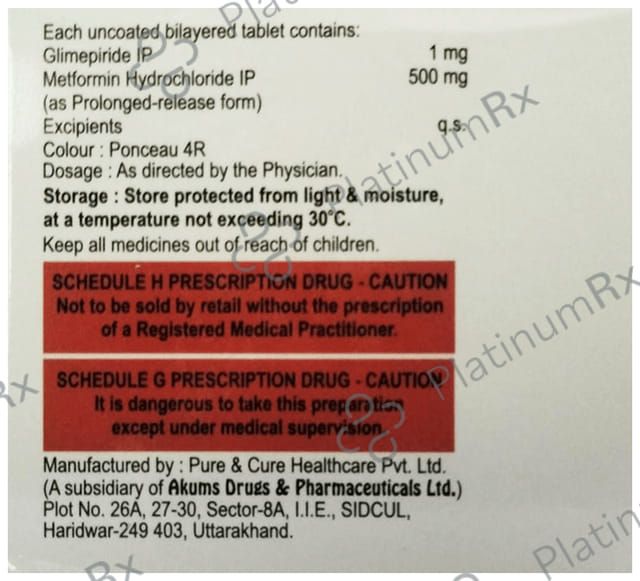 Safglim MF 1mg/500mg Tablet