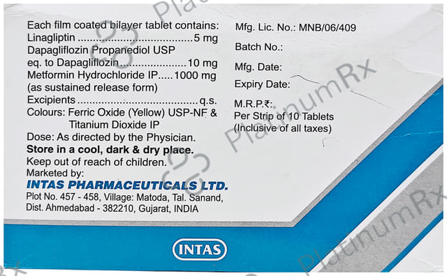 Linero DM 1000/10/5mg Tablet 10s
