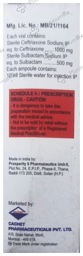 Traxol S 1000 mg/500 mg Injection