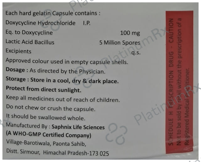 Bacdox LB 100mg/5M Capsule 10s