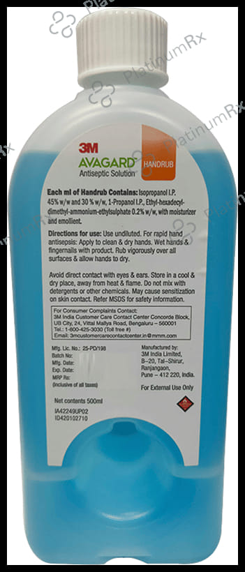 3M Avagard Handrub Hand Sanitizer Antiseptic Solution 500 ml