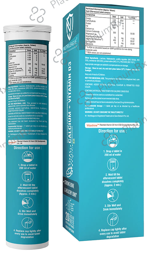 Nutrileague Calcium + Vitamin D3 Effervescent Tablet 20s