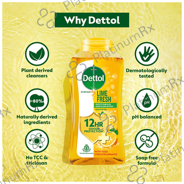 Dettol Lime Fresh Bodywash & Shower Gel pH Balanced & Soap Free 250ml