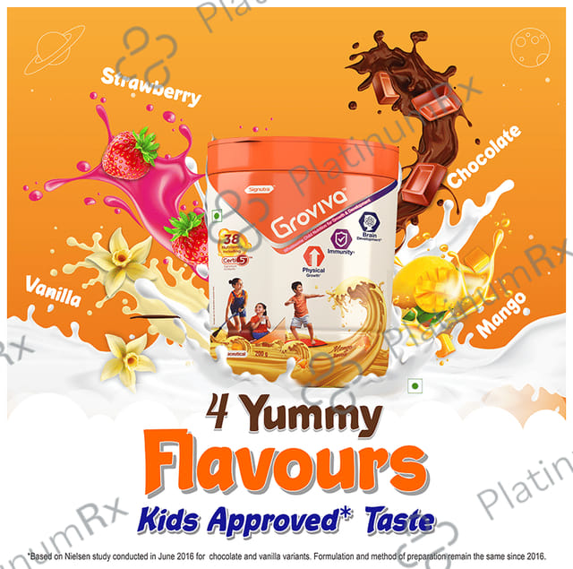 Groviva Child Nutrition for Physical Growth, Brain Development & Immunity Flavour Mango Powder 200gm