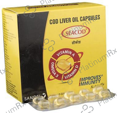 Seacod Cod Liver Oil Capsule 300mg with Omega 3, Vitamin A and D, for Kids and Adults 10 Soft Gelatin Capsule