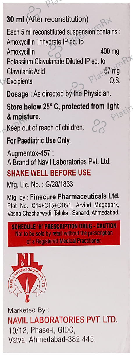 Augmentox 457 400/57mg Dry Syrup 30ml