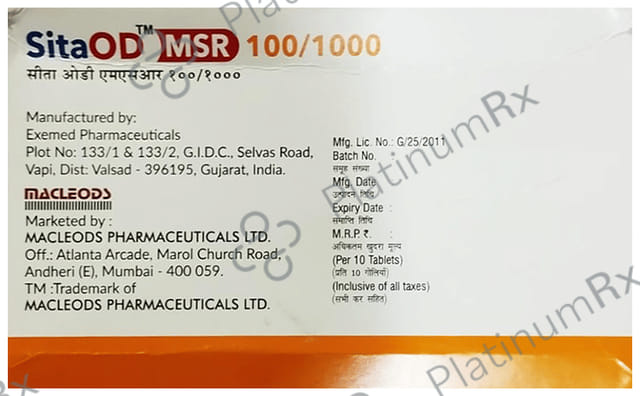 Sita OD MSR 100/500mg Tablet PR 10s