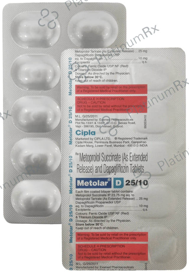 Metolar D 25/10mg Tablet 10s