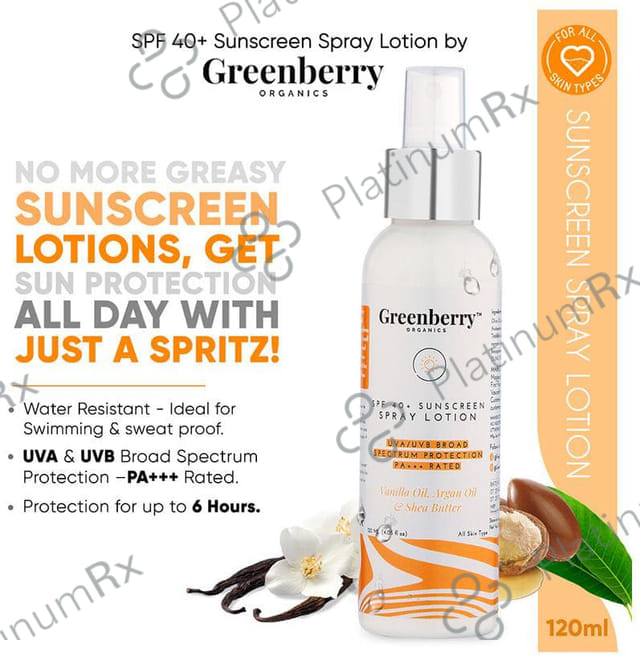 Greenberry Organics Sunscreen Spray SPF 40+ Lotion 120ml
