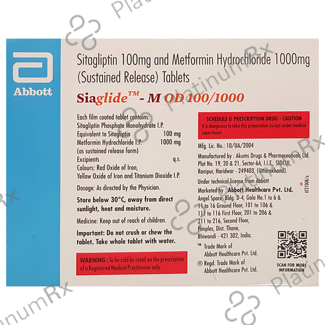 Siaglide M OD 100/1000mg Tablet SR 15s